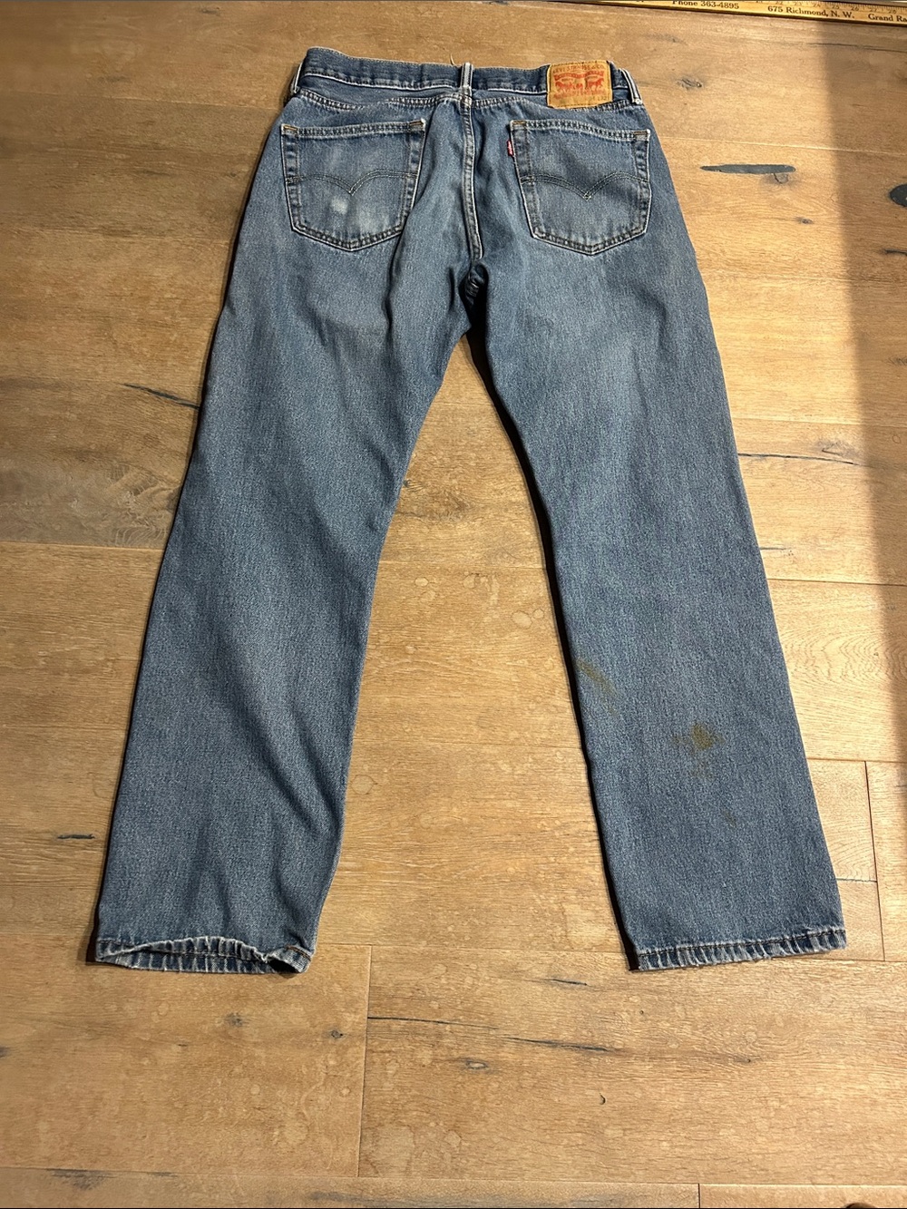 Levi's Men's Straight Leg Blue Denim Jeans - Picture 4 of 5
